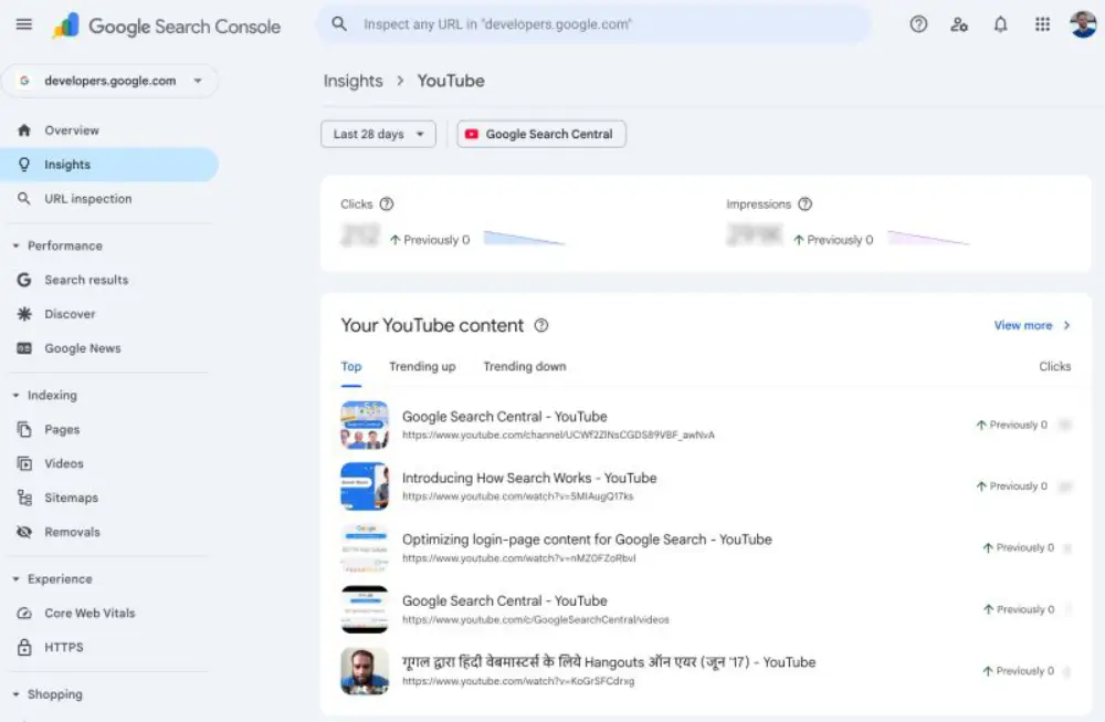 di GSC kini bisa menampilkan performance konten youtube